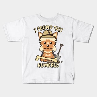 Funny yorkshire terrier is an archaeologist Kids T-Shirt